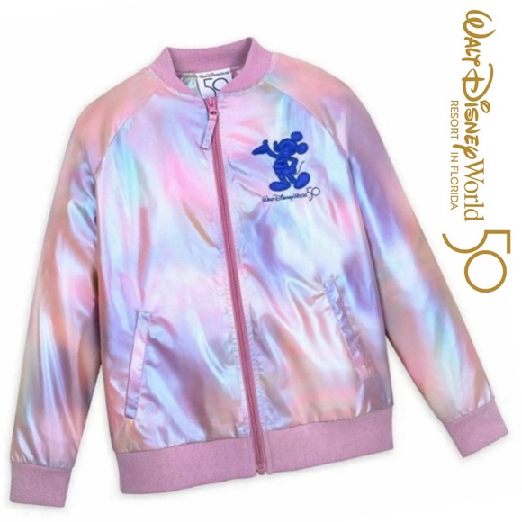 NWT Walt Disney World 50th Anniv EARidescent Pink Windbreaker Mickey Jacket - Picture 14 of 14